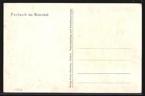 Künstler-AK Ferlach im Rosental, Teilansicht mit Kirche
