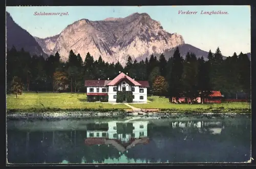AK Ebensee, Vorderer Langbathsee mit Kais. Jagdschloss