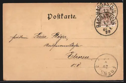 AK Gastein, Kaiserpromenade aus der Vogelschau