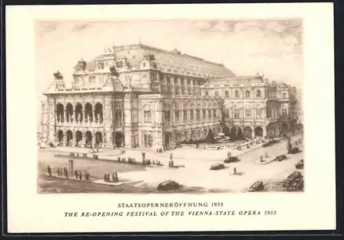 AK Wien, Staatsoperneröffnung 1955, Blick auf die Oper