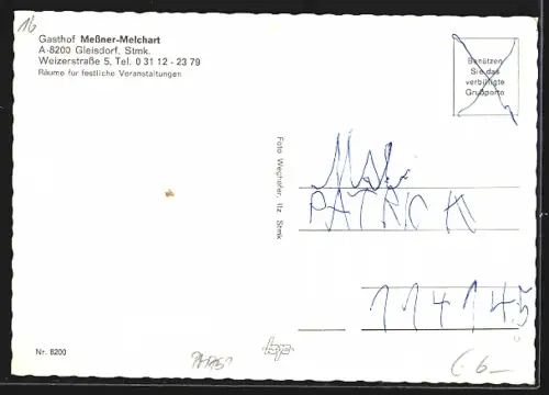 AK Gleisdorf /Stmk., Gasthof Messner-Melchart, Weizerstrasse 5
