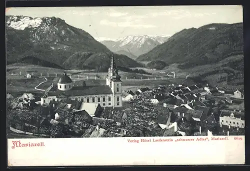 AK Mariazell, Ortsansicht mit Kirche