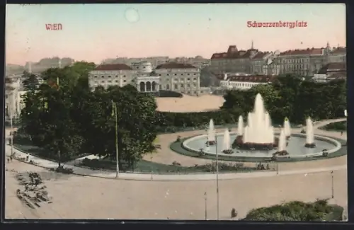 AK Wien, Schwarzenbergplatz mit Fontäne
