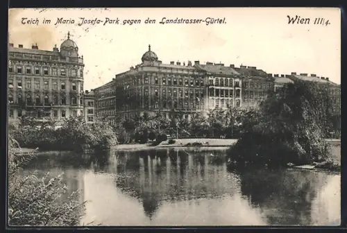 AK Wien, Teich im Maria Josefa-Park gegen den Landstrasser-Gürtel
