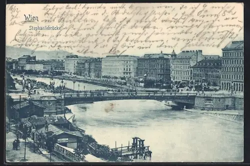 AK Wien, Stephaniebrücke mit Anleger