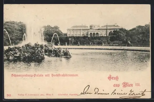 AK Wien, Schwarzenberg-Palais mit Hochstrahlbrunnen