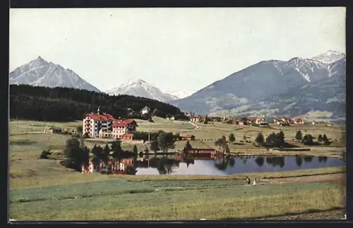 AK Igls bei Innsbruck, Ortsansicht mit Lanser See