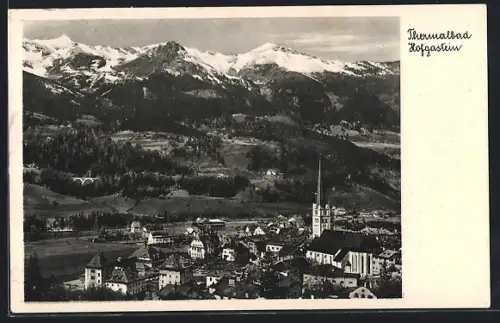 AK Hofgastein, Ortsansicht mit Kirche aus der Vogelschau
