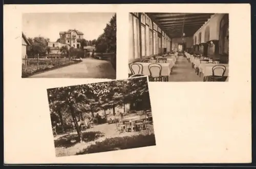 AK Mala Cermna, Hotel Bohemia, Strasse, Innenansicht, Garten