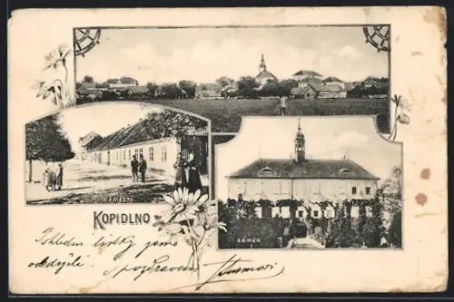 AK Kopidlno, Namesti, Zamek, Panorama