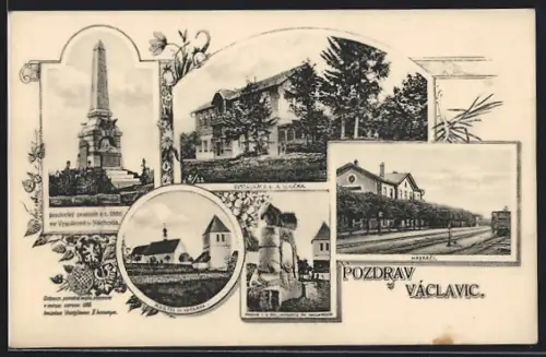 AK Vaclavice, Kostel sv. Vaclava, Restaurace p. A. Soucka, Nadrazi