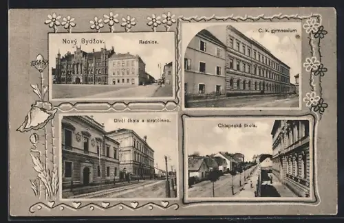 AK Novy Bydzov, Radnice, C. k. gymnasium, Divci skola a sirotcinec