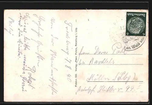 AK Ratzeburg i. Lbg., Blick auf Dom und Stadt