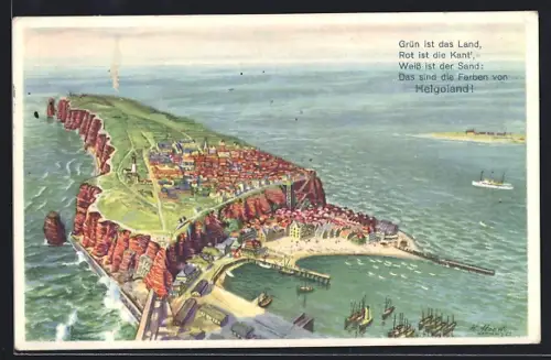 AK Helgoland, Gesamtansicht der Insel