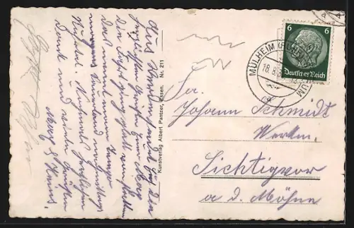 AK Werden-Essen, Total, Brücken-Partie, Abteikirche, St. Ludgerus