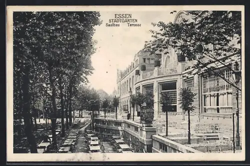 AK Essen, Stadtgarten, Saalbau, Terrasse