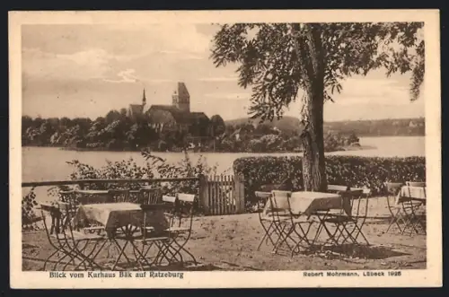 AK Bäk bei Ratzeburg, Kurhaus Bäk, Inh. H. Schönfeldt, Blick auf Ratzeburg