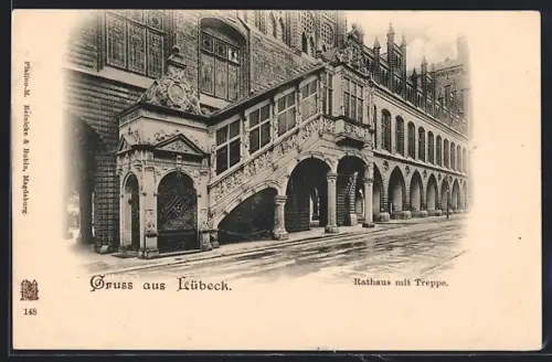 AK Lübeck, Rathaus mit Treppe