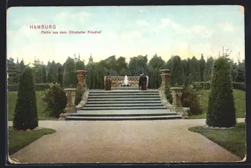 AK Hamburg, Partie aus dem Ohlsdorfer Friedhof