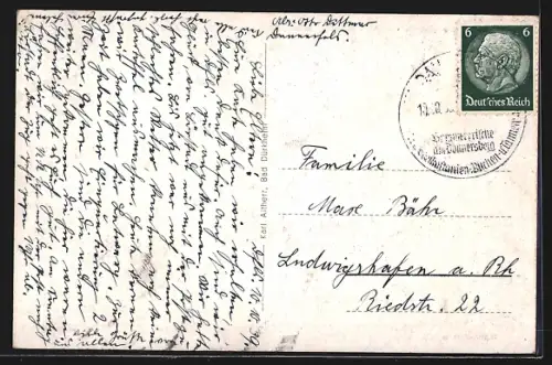 AK Dannenfels am Donnersberg, Ludwigsturm, Teilansicht, Kastanienbaum