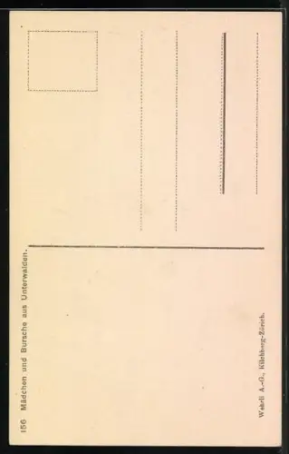 AK Mädchen und Bursche in Unterwaldener Trachtenkleidung