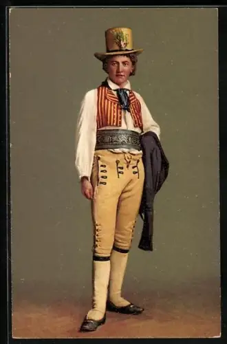 AK Schweiz, Unterwaldner in Tracht aus dem 18. Jahrhundert