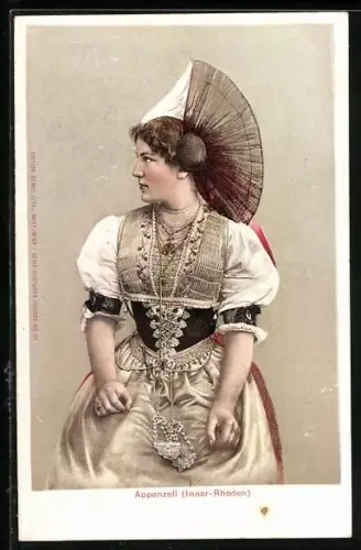 AK Appenzell, Mädchen aus Innerrhoden in Tracht