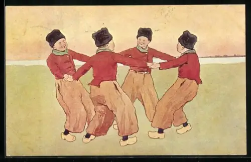 Künstler-AK Brüder Kohn (B.K.W.I) Nr. 648-8: Jungen in Trachten tanzen