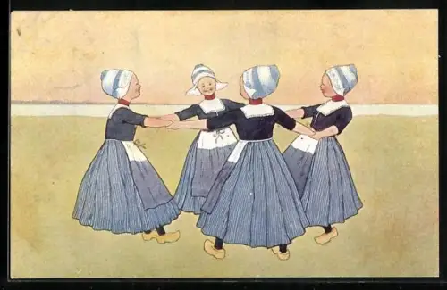 Künstler-AK Brüder Kohn (B.K.W.I) Nr. 648-4: Niederländische Mädchen tanzen Ringelreihen