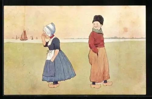 Künstler-AK Brüder Kohn (B.K.W.I) Nr. 648-2: Mädchen kehrt Jungen weinend den Rücken zu