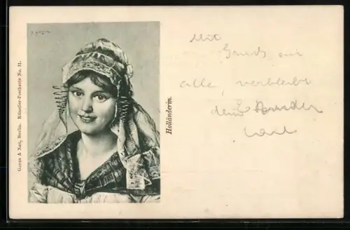 AK Junge Holländerin mit Haube