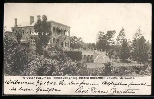 AK Melbourne, Studley Hall, The Residence of the Austro-Hungarian Consul, Kaserne