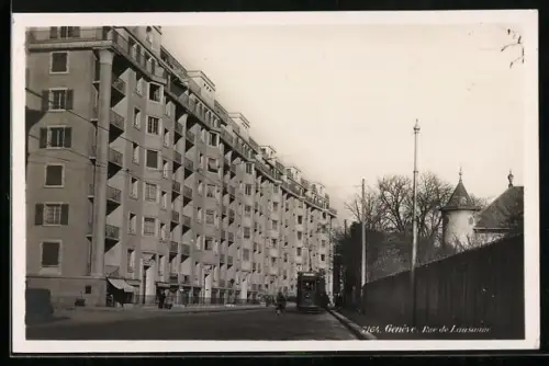 AK Genève, Rue de Lausanne, Strassenbahn