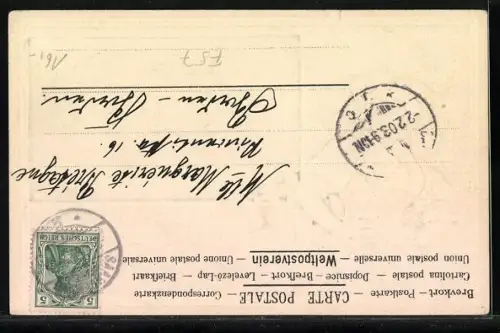 Präge-AK Saargemünd, Neubrückenstrasse, Frau in Tracht