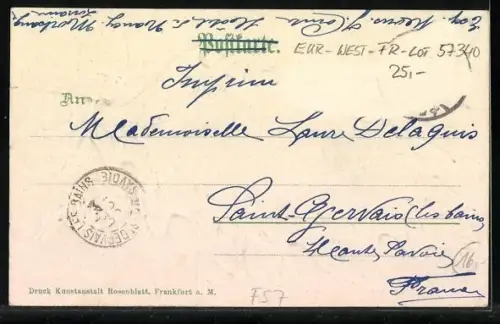 Lithographie Mörchingen, Offiziersviertel im Eichenblatt-Rahmen