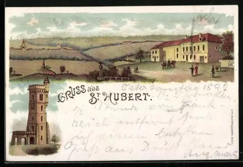 Lithographie St. Hubert, Restaurant und Aussichtsturm