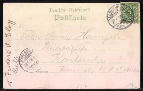 Lithographie Sauvage b. Metz, Restaurant Sauvage von der Mosel aus gesehen, Blick nach Metz