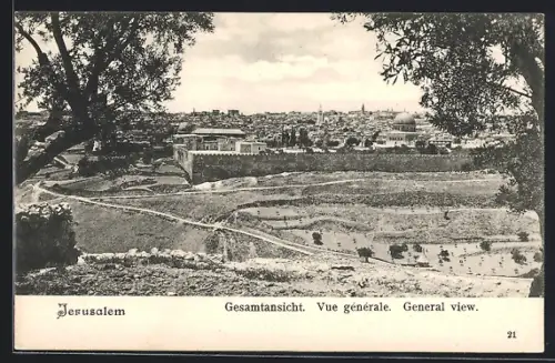 AK Jerusalem, Gesamtansicht aus der Vogelschau