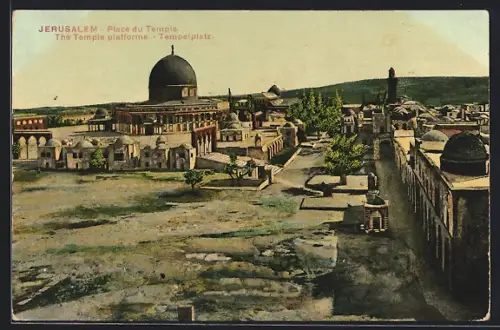 AK Jerusalem, Tempelplatz aus der Vogelschau