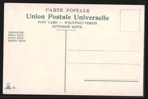 AK Jerusalem, Berg Zion, Panorama