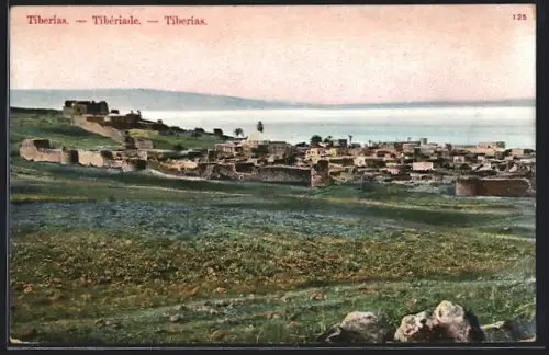 AK Tiberias, Blick auf Ort und See Genezareth