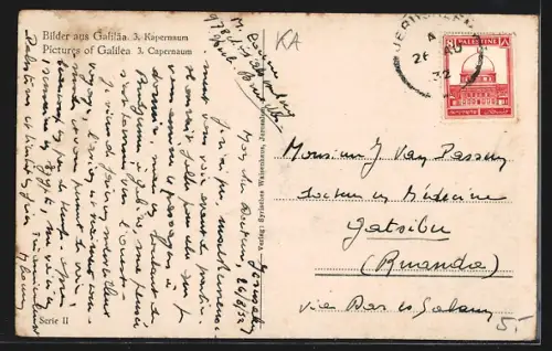 AK Capernaum, Ruinen unter Palmen