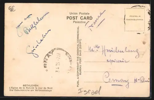 AK Bethlehem, Die Geburtskirche am Weihnachtstage