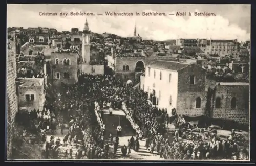 AK Bethlehem, Weihnachtsfeier, Prozession aus der Vogelschau
