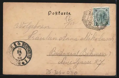 Künstler-AK Anton Hlavacek: Gosausee mit Dachstein, Alpenglühn