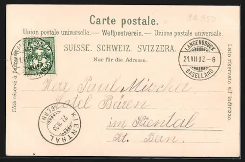 AK Langenbruck, Totalansicht mit Berglandschaft