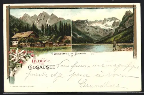 Lithographie Gosausee, Gosauschmied