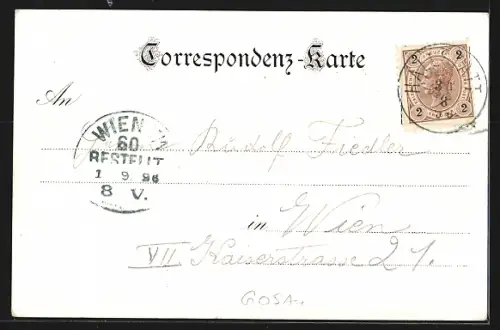 Lithographie Gosausee, Gosauschmied