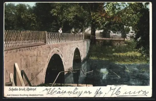 AK Skebobruk / Uppland, Angler auf der Brücke