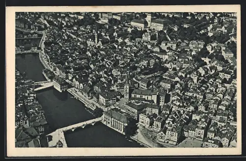 AK Zürich, Internationales Flugmeeting 1922, Teilansicht vom Flugzeug aus